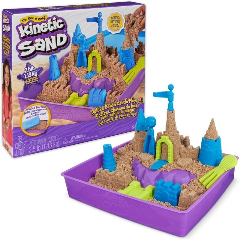 Kinetic Sand - Playset Regno di Sabbia, 1,13 kg di Sabbia Effetto Spiaggia, Formine e Accessori, Giochi Creativi, 3+ Anni - 6067