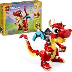 LEGO - Creator 31145 3 in 1 Drago Rosso, Giochi per Bambini e Bambine da 6 Anni Fan degli Animali, Action Figure Ricostruibile i