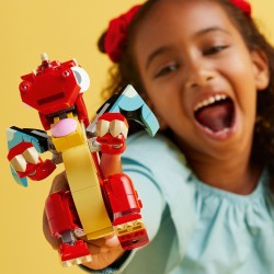 LEGO - Creator 31145 3 in 1 Drago Rosso, Giochi per Bambini e Bambine da 6 Anni Fan degli Animali, Action Figure Ricostruibile i