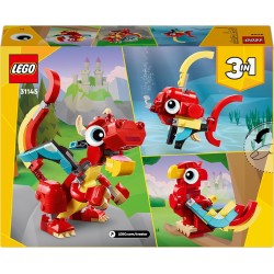 LEGO - Creator 31145 3 in 1 Drago Rosso, Giochi per Bambini e Bambine da 6 Anni Fan degli Animali, Action Figure Ricostruibile i