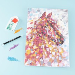 Nice Group - Diamantiny Level Up - Animals Paintings - Attività Crystal Art, Diamond Painting Kit, crea il mosaico Cavallo - NIC