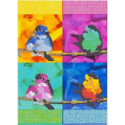 Nice Group - Diamantiny Level Up - Animals Paintings - Attività Crystal Art, Diamond Painting Kit, crea il mosaico Uccellini - N