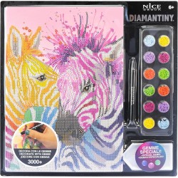 Nice Group - Diamantiny Level Up - Aquarell - Attività Crystal Art, Diamond Painting Kit, crea il mosaico Zebras - NICE96332