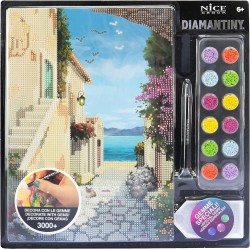 Nice Group - Diamantiny Level Up - Landscape Painting - Attività Crystal Art, Diamond Painting Kit, crea il mosaico Seaside - NI