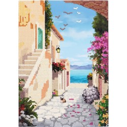 Nice Group - Diamantiny Level Up - Landscape Painting - Attività Crystal Art, Diamond Painting Kit, crea il mosaico Seaside - NI