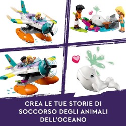 LEGO 41752 Friends Idrovolante di Salvataggio, Aereo Giocattolo Soccorso Animali con Figura di Balena e Mini Bamboline