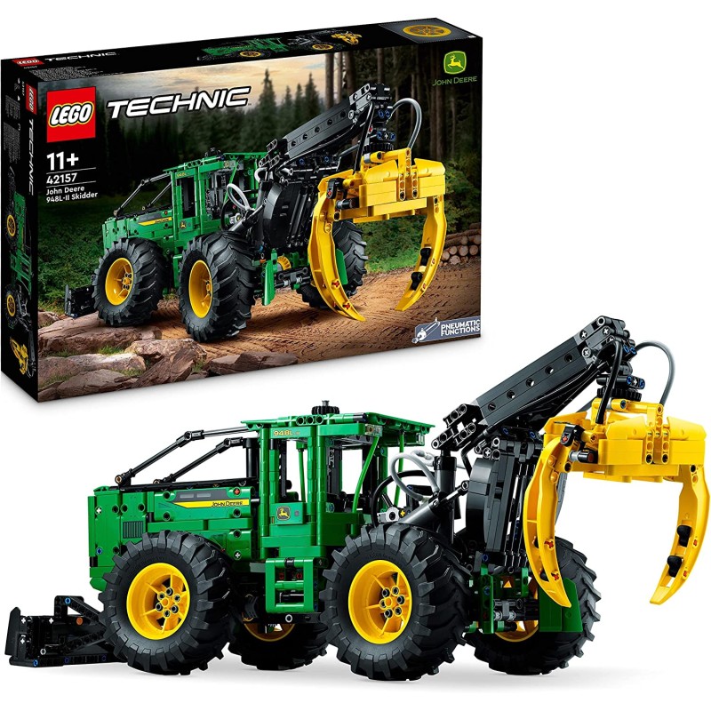 LEGO 42157 Technic Trattore John Deere 948L-II, Modellino da Costruire di Veicolo Giocattolo con Funzioni Pneumatiche e 4 Ruote 