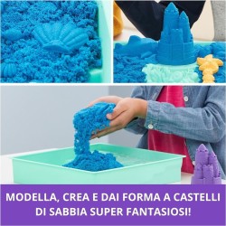 Kinetic Sand - Playset Castelli di Sabbia, Sabbia cinetica con Vaschetta, Sabbia Magica Colorata a Sorpresa 454gr, 3 Formine Inc