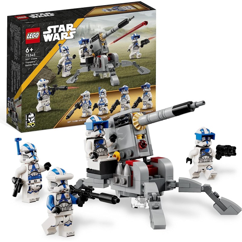 LEGO 75345 Star Wars Battle Pack Clone Troopers Legione 501, Modellino da Costruire con Cannone Giocattolo Anticarro AV-7 e Shoo