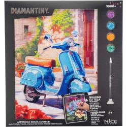 Nice Group - Diamantiny - Quadro Retrò Vespa Dipingi coi Numeri, Multicolore, 22 x 30 x 1,5 cm - NICE96564