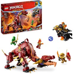 LEGO 71793 NINJAGO Dragone di Lava Transformer Heatwave, Serie Dragons Rising con Figura di Drago Giocattolo e Minifigure di Kai