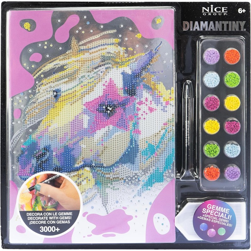 Nice Group - Diamantiny Level Up - Aquarell Unicorno - Attività Crystal Art, Diamond Painting Kit, crea il mosaico Unicorn - NIC