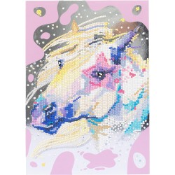 Nice Group - Diamantiny Level Up - Aquarell Unicorno - Attività Crystal Art, Diamond Painting Kit, crea il mosaico Unicorn - NIC