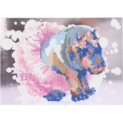 Nice Group - Diamantiny Level Up - Aquarell Ippopotamo- Attività Crystal Art, Diamond Painting Kit, crea il mosaico Hippo - NICE