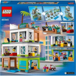 LEGO 60365 City Condomini, Modular Building Set con Stanze Combinabili, Negozio, Bicicletta Giocattolo e 6 Minifigure