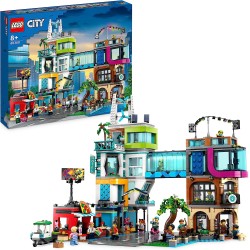 LEGO 60380 City Downtown, Modular Building Set, Casa Giocattolo con Stanze Combinabili, Negozio di Giocattoli, Barbiere, Studio 