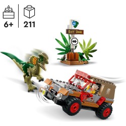 LEGO 76958 Jurassic Park L’Agguato del Dilofosauro, Set Dinosauro Giocattolo con Minifigure e Jeep, Collezione 30° Anniversario