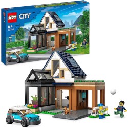 LEGO 60398 City Villetta Familiare e Auto Elettrica, Modular Building Set Casa delle Bambole con Macchina Giocattolo, Minifigure