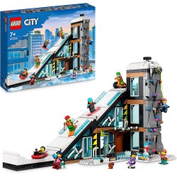 LEGO 60366 City Centro Sci e Arrampicata, Modular Building Set a 3 Livelli con Pista, Negozio Sport Invernali, Bar, Ascensore e 