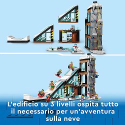 LEGO 60366 City Centro Sci e Arrampicata, Modular Building Set a 3 Livelli con Pista, Negozio Sport Invernali, Bar, Ascensore e 