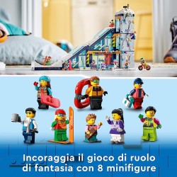 LEGO 60366 City Centro Sci e Arrampicata, Modular Building Set a 3 Livelli con Pista, Negozio Sport Invernali, Bar, Ascensore e 