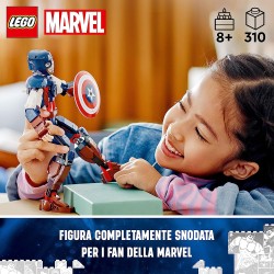 LEGO 76258 Marvel Personaggio di Captain America, Giocattolo da Esposizione, Supereroe da Costruire con Scudo, Collezione Avenge