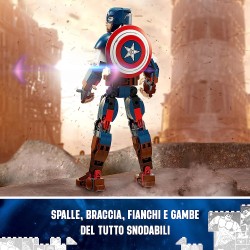 LEGO 76258 Marvel Personaggio di Captain America, Giocattolo da Esposizione, Supereroe da Costruire con Scudo, Collezione Avenge