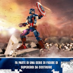 LEGO 76258 Marvel Personaggio di Captain America, Giocattolo da Esposizione, Supereroe da Costruire con Scudo, Collezione Avenge