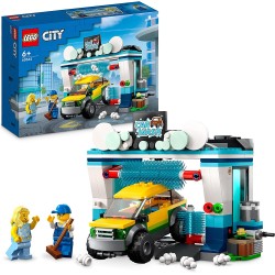 LEGO - City Autolavaggio, Set con Spazzole Rotanti, Macchina Giocattolo e 2 Minifigure - 60362