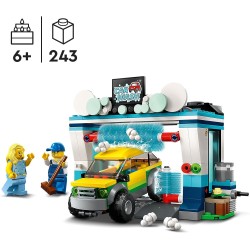 LEGO - City Autolavaggio, Set con Spazzole Rotanti, Macchina Giocattolo e 2 Minifigure - 60362