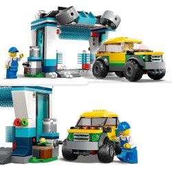 LEGO - City Autolavaggio, Set con Spazzole Rotanti, Macchina Giocattolo e 2 Minifigure - 60362