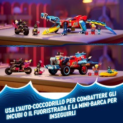 LEGO - DREAMZzz Auto-Coccodrillo, 2in1 da Monster Truck a Macchina-Animale, con le Minifigure di Cooper, Jayden e il Cacciatore 