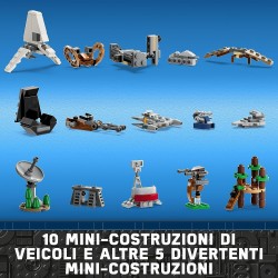 LEGO 75366 - Star Wars Calendario dell Avvento 2023 con 24 Regali tra cui 9 Personaggi, 10 Veicoli Giocattolo e 5 Iconici Mini-M