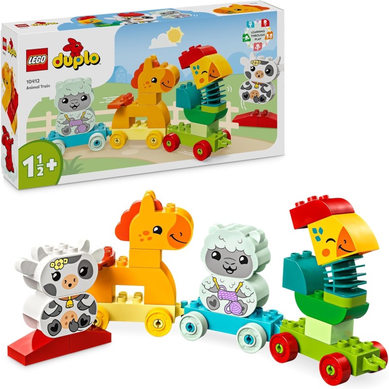 LEGO DUPLO Il Treno degli Animali, Giochi per Bambini e Bambine da 1.5 Anni in su da Costruire, Giocattolo Educativo in Età Pres