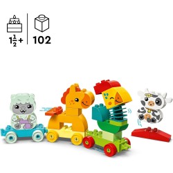 LEGO DUPLO Il Treno degli Animali, Giochi per Bambini e Bambine da 1.5 Anni in su da Costruire, Giocattolo Educativo in Età Pres