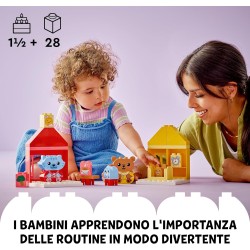 LEGO DUPLO Attività Quotidiane: Mangiare e Andare a Letto, Playset per l Apprendimento Socio-Emotivo con 4 Animali Giocattolo, 1