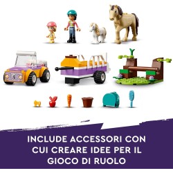 LEGO Friends Rimorchio con Cavallo e Pony, Giocattolo per la Cura degli Animali con 2 Mini Bamboline di Liann e Zoya, Auto da Co