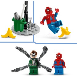 LEGO Marvel Inseguimento Sulla Moto: Spider-Man vs. Doc Ock, Motocicletta Giocattolo da Costruire con Shooter e Spara Ragnatele,