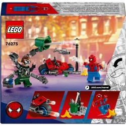 LEGO Marvel Inseguimento Sulla Moto: Spider-Man vs. Doc Ock, Motocicletta Giocattolo da Costruire con Shooter e Spara Ragnatele,