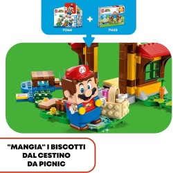 LEGO Super Mario Pack di Espansione Picnic alla Casa di Mario, con Figura di Yoshi Giallo da Abbinare a Uno Starter Pack, 71422