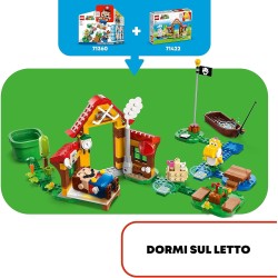 LEGO Super Mario Pack di Espansione Picnic alla Casa di Mario, con Figura di Yoshi Giallo da Abbinare a Uno Starter Pack, 71422