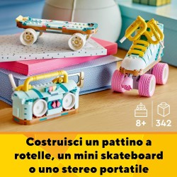 LEGO Creator 3 in 1 Pattino a Rotelle Retrò Trasformabile in Mini Skateboard o Radio Giocattolo Boom Box, 31148