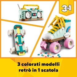 LEGO Creator 3 in 1 Pattino a Rotelle Retrò Trasformabile in Mini Skateboard o Radio Giocattolo Boom Box, 31148