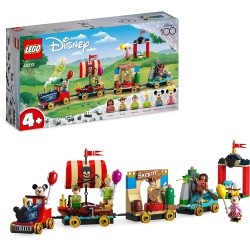 LEGO Disney Treno delle Celebrazioni Disney, Giocattolo Serie 100° Anniversario con Carri di Vaiana, Woody, Peter Pan e Trilli p