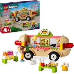 LEGO Friends Food Truck Hot-Dog, Piccolo Camion Giocattolo con Cucina, 2 Mini Bamboline di Leo e Kaya, il Gatto Churro, Accessor