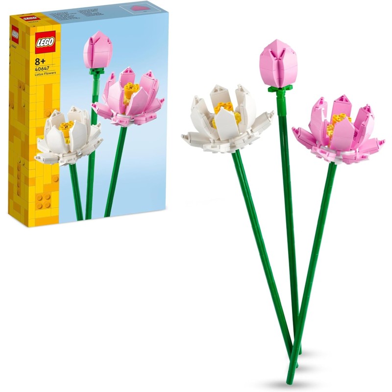 LEGO Creator Fiori di Loto, Set Fiori Finti da Costruire, Bouquet da Esporre come Decorazione di Casa, Idea Regalo per San Valen