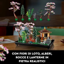 LEGO Icons Il Giardino Tranquillo, Kit Giardino Botanico Zen per Adulti con Fiori di Loto, Decorazione da Scrivania Personalizza