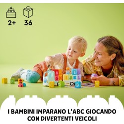 LEGO DUPLO Il Camioncino dell’Alfabeto, Giochi Educativi per Bambini e Bambine da 2 Anni in su, con Rimorchio Trasporta Mattonci