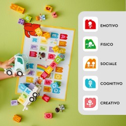 LEGO DUPLO Il Camioncino dell’Alfabeto, Giochi Educativi per Bambini e Bambine da 2 Anni in su, con Rimorchio Trasporta Mattonci