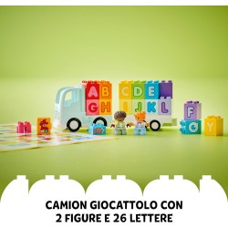 LEGO DUPLO Il Camioncino dell’Alfabeto, Giochi Educativi per Bambini e Bambine da 2 Anni in su, con Rimorchio Trasporta Mattonci